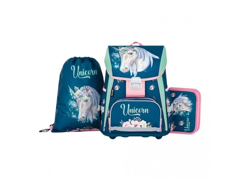 Oxybag Školní aktovka v setu pro prvňáčky PREMIUM Unicorn 1, 3 díly