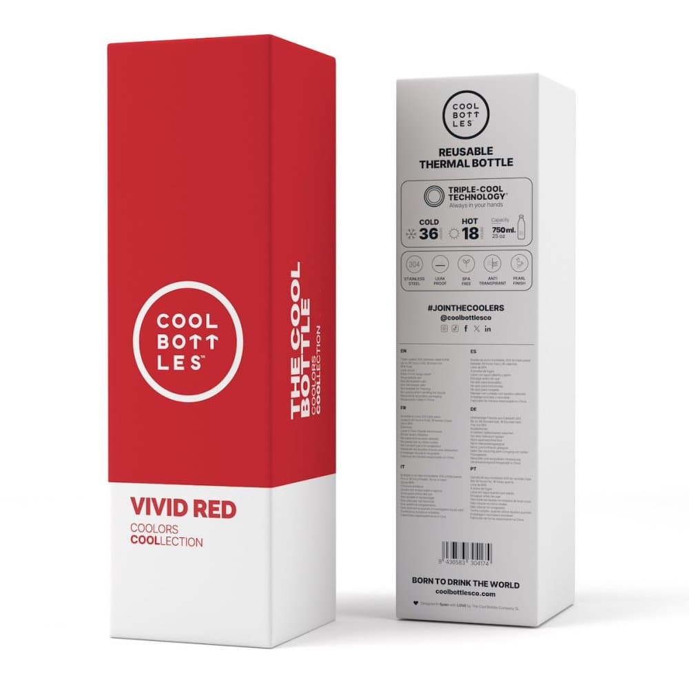 Nerezová termolahev COOL BOTTLES Vivid Red třívrstvá 750 ml - náhled 4