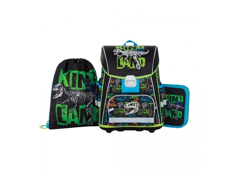 Oxybag Školní aktovka v setu pro prvňáčky PREMIUM Premium Dinosaurus - 3 díly