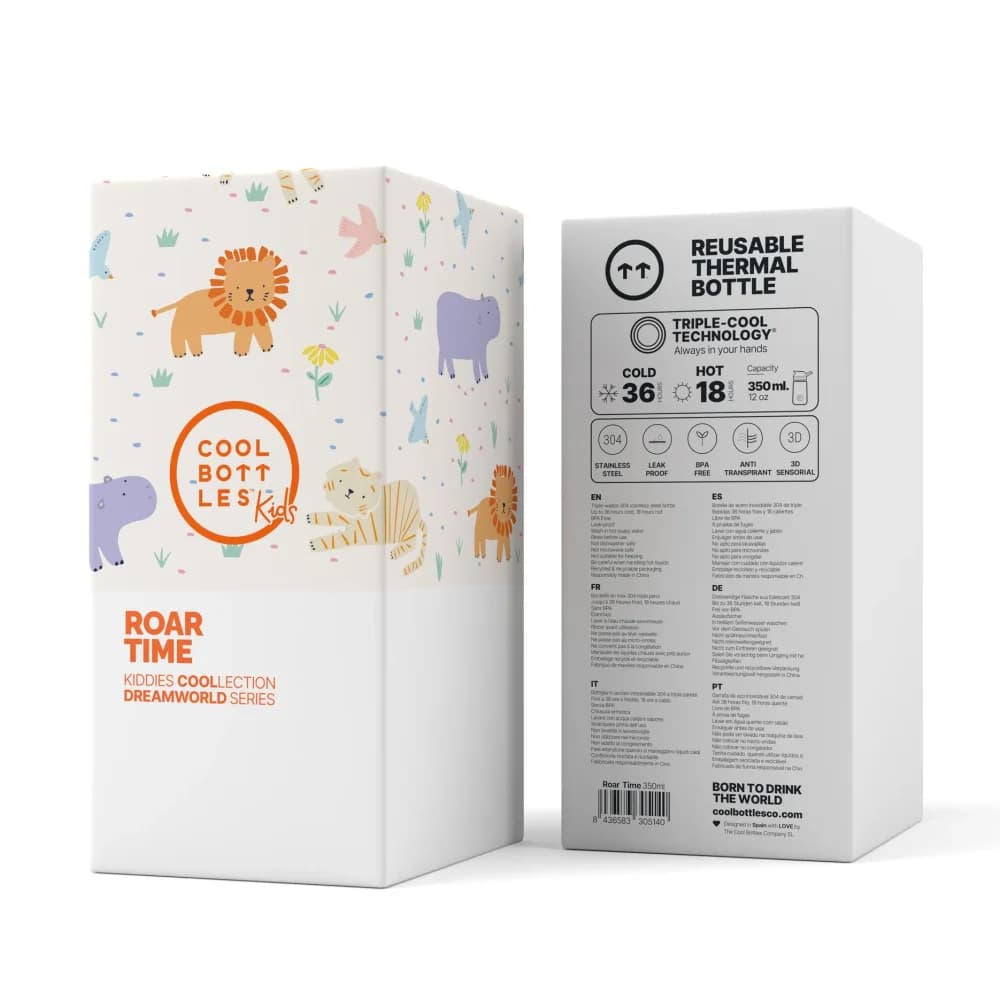Dětská nerezová termoláhev COOL BOTTLES Kiddie Roar Time 350 ml 3D - náhled 4