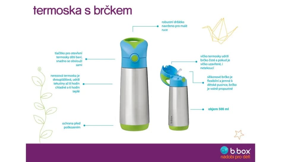 B.Box termoska na pití s brčkem 500 ml - náhled 5