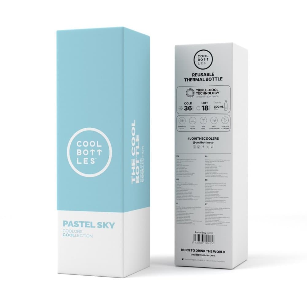 Nerezová termolahev COOL BOTTLES Pastel Sky třívrstvá 500ml NEW - náhled 4