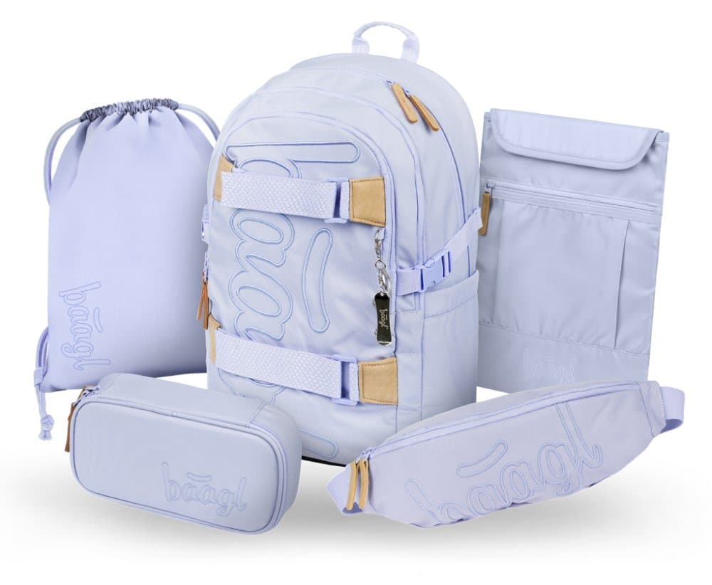 BAAGL SET 5 Skate Lilac: batoh, penál, sáček, ledvinka, obal na notebook
