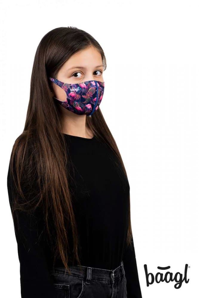 Baagl Antibakteriální rouška pro děti Flamingo A-30457 - náhled 3