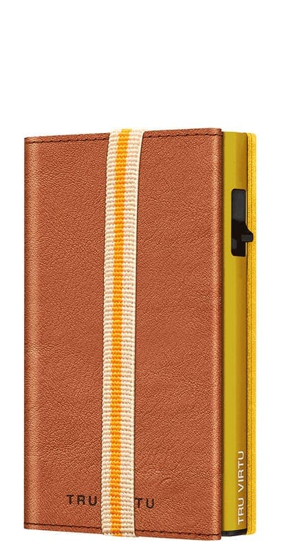 Kožená peněženka Tru Virtu CLICK & SLIDE Strap Edge - Caramba brown Sahara/Gold - náhled 3