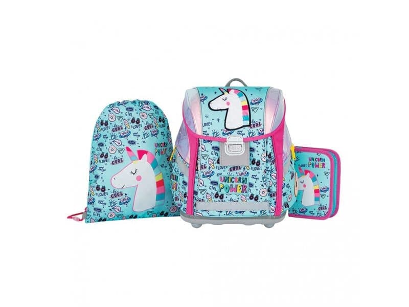 Oxybag Školní aktovka v setu pro prvňáčky PREMIUM LIGHT Unicorn iconic - 3 díly