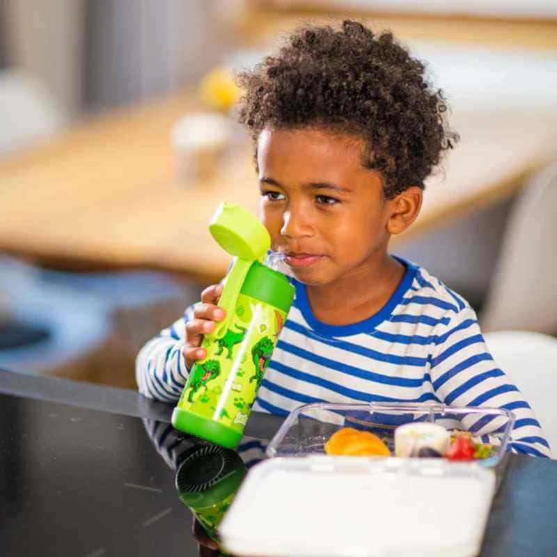 Dětská nerezová termoláhev s brčkem JARLSON CHARLI Dinosaurus 350 ml - náhled 4