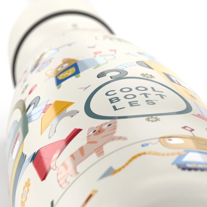 Dětská nerezová termolahev COOL BOTTLES Kids Messy Robots třívrstvá 350ml NEW - náhled 4