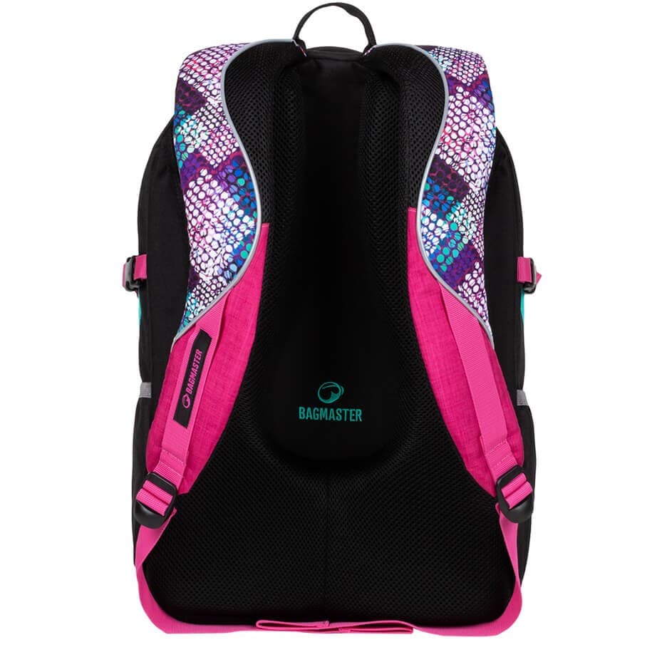Školní batoh BAGMASTER THEORY 20 A PINK/TURQUOISE/WHITE - náhled 3