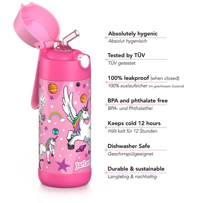 Dětská nerezová termoláhev s brčkem JARLSON CHARLI Unicorn 350 ml - náhled 3