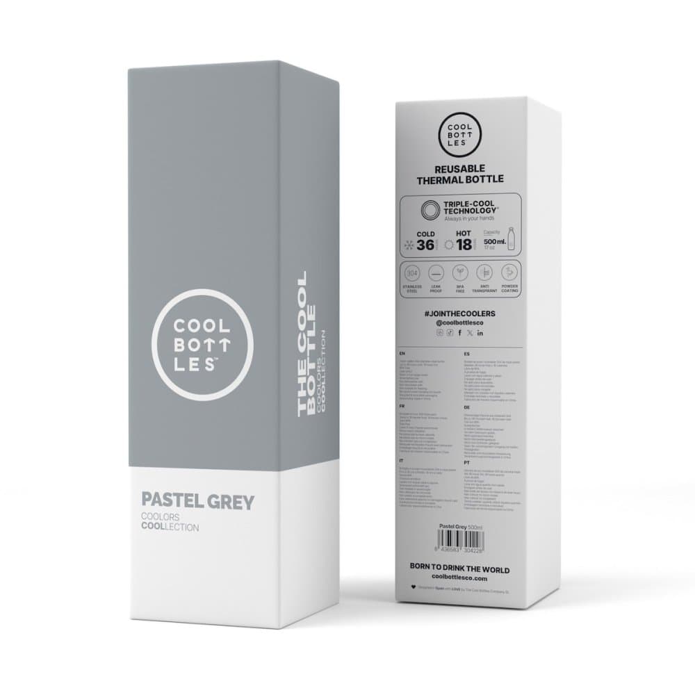 Nerezová termolahev COOL BOTTLES Pastel Grey třívrstvá 500ml - náhled 4