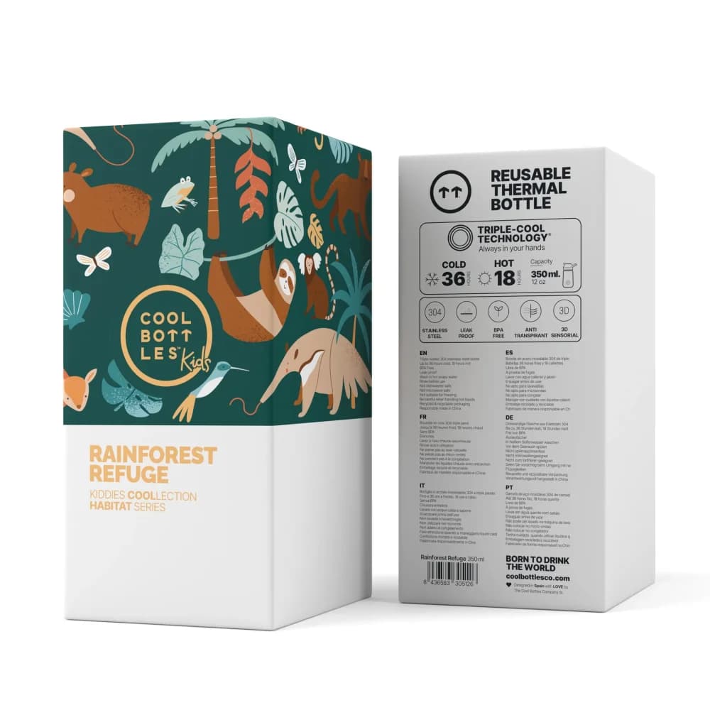 Dětská nerezová termoláhev COOL BOTTLES Kiddie Rainforest Refuge 350 ml 3D - náhled 4