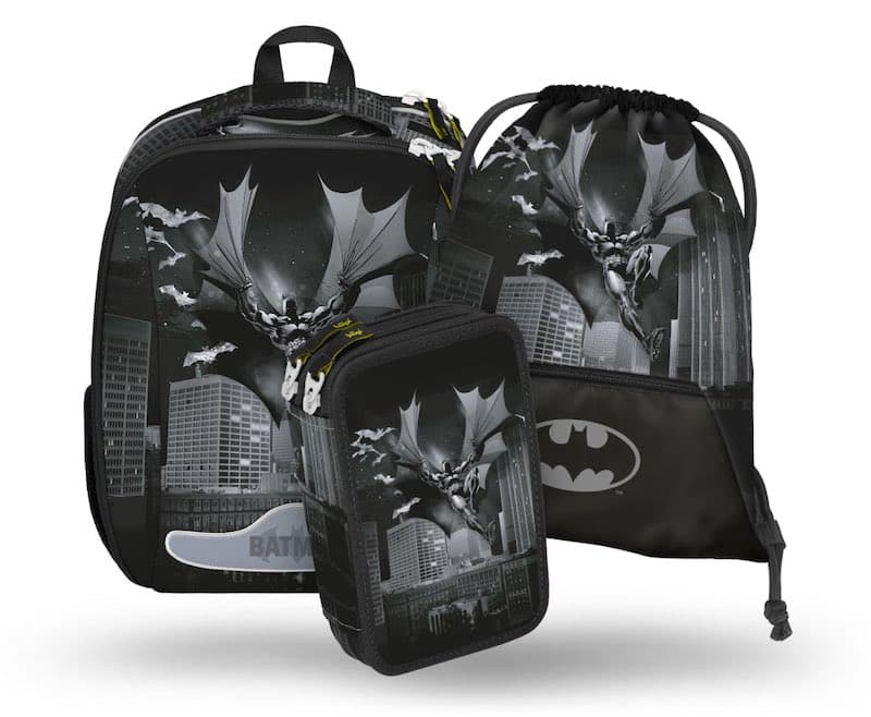 Školní aktovka v setu pro prvňáčky Baagl Shelly Batman Dark City - 3 díly
