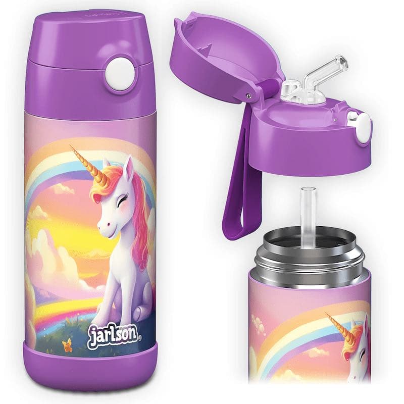 Dětská nerezová termoláhev s brčkem JARLSON CHARLI Unicorn II 350 ml