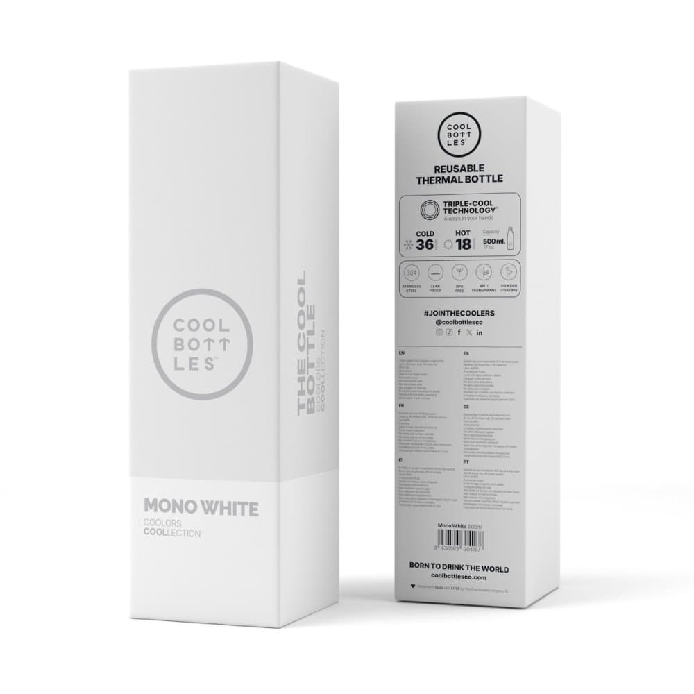 Nerezová termolahev COOL BOTTLES Mono White třívrstvá 500ml - náhled 4