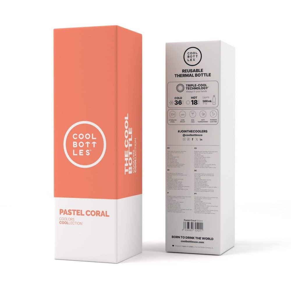Nerezová termolahev COOL BOTTLES Pastel Coral třívrstvá 500ml - náhled 4