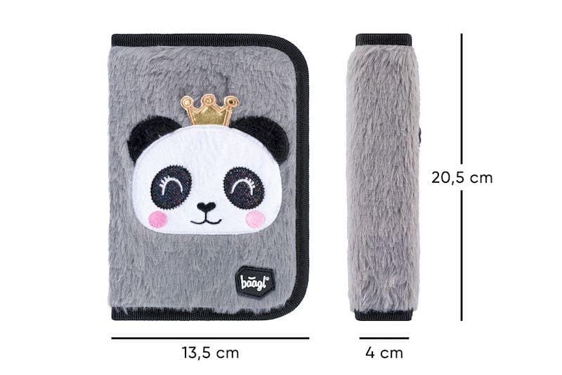 Chlupatý školní penál Baagl klasik dvě chlopně Panda - náhled 4