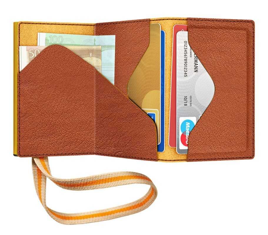 Kožená peněženka Tru Virtu CLICK & SLIDE Strap Edge - Caramba brown Sahara/Gold - náhled 4