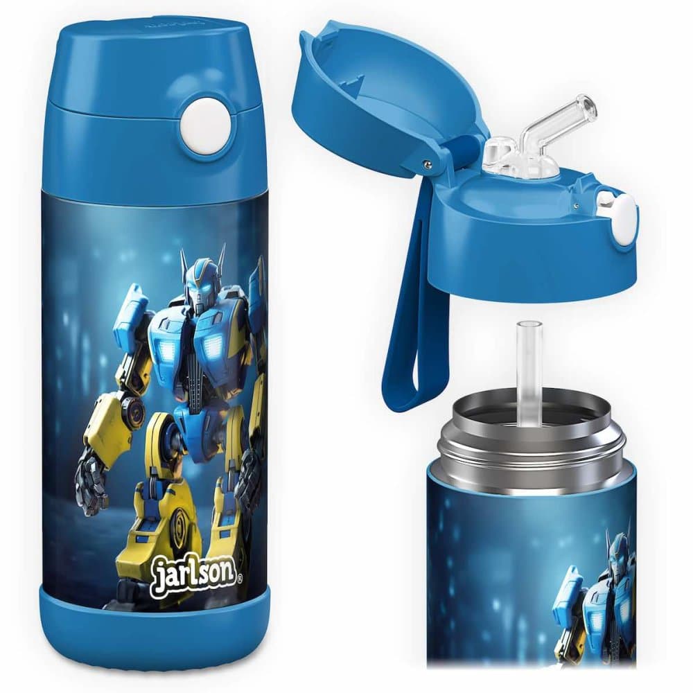 Dětská nerezová termoláhev s brčkem JARLSON CHARLI Roboti 350 ml