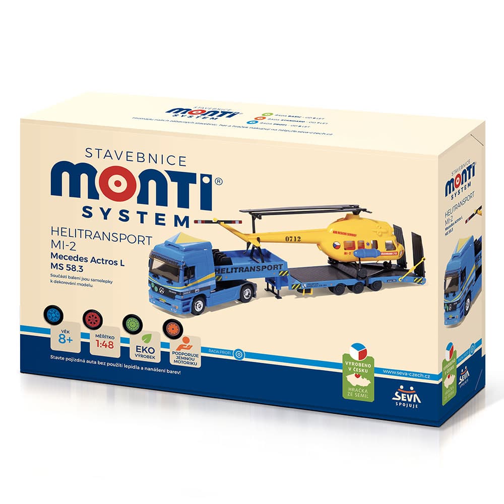 Stavebnice Monti System MS 58.3 Mercedes Actros L Helitransport MI-2