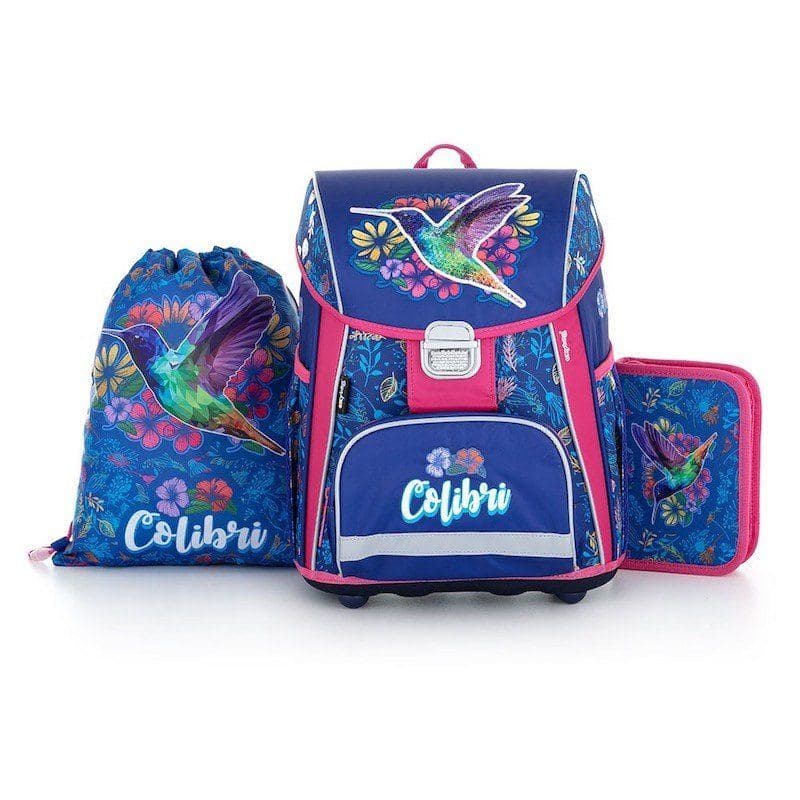 Oxybag Školní aktovka v setu pro prvňáčky PREMIUM Kolibřík - 3 díly