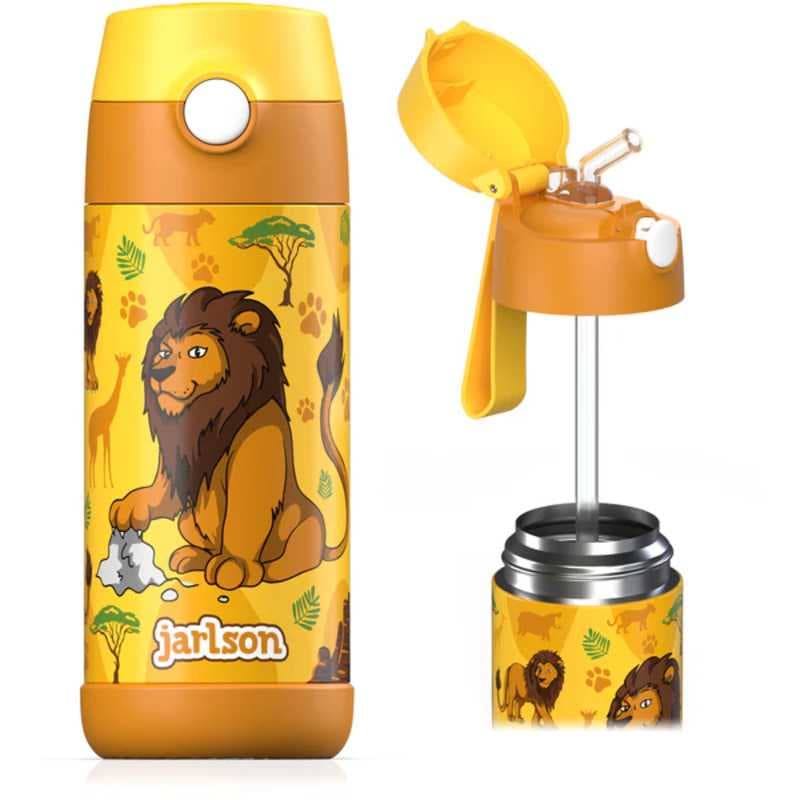 Dětská nerezová termoláhev s brčkem JARLSON CHARLI Lev 350 ml