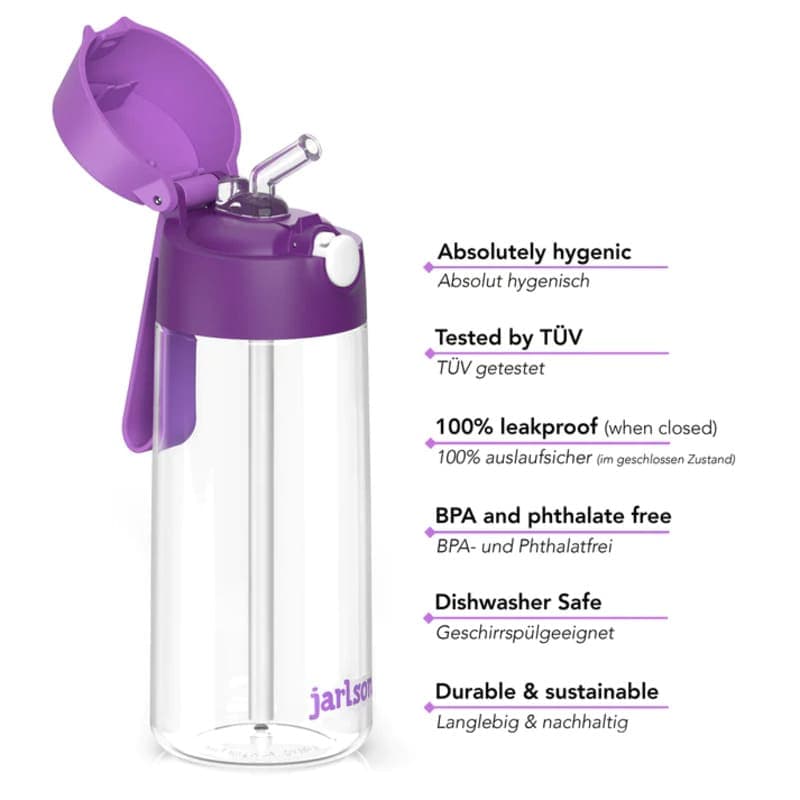 Dětská tritanová láhev na pití s brčkem JARLSON EMI Fialová 500 ml - náhled 3