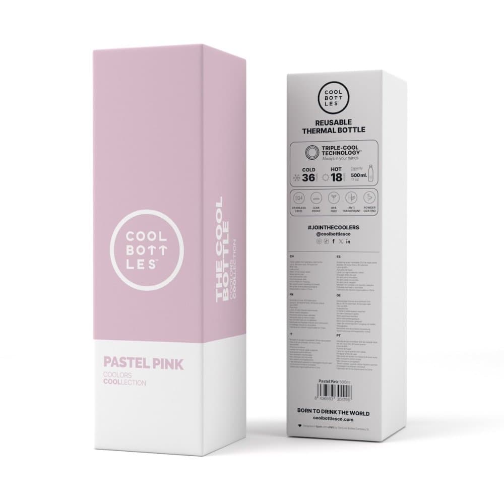 Nerezová termolahev COOL BOTTLES Pastel Pink třívrstvá 500ml NEW - náhled 4