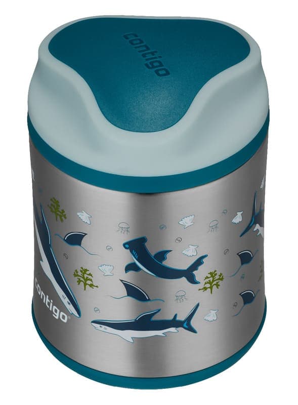 Dětská závitová jídelní termoska CONTIGO Kids Food Jar 300 ml - žraloci - náhled 2