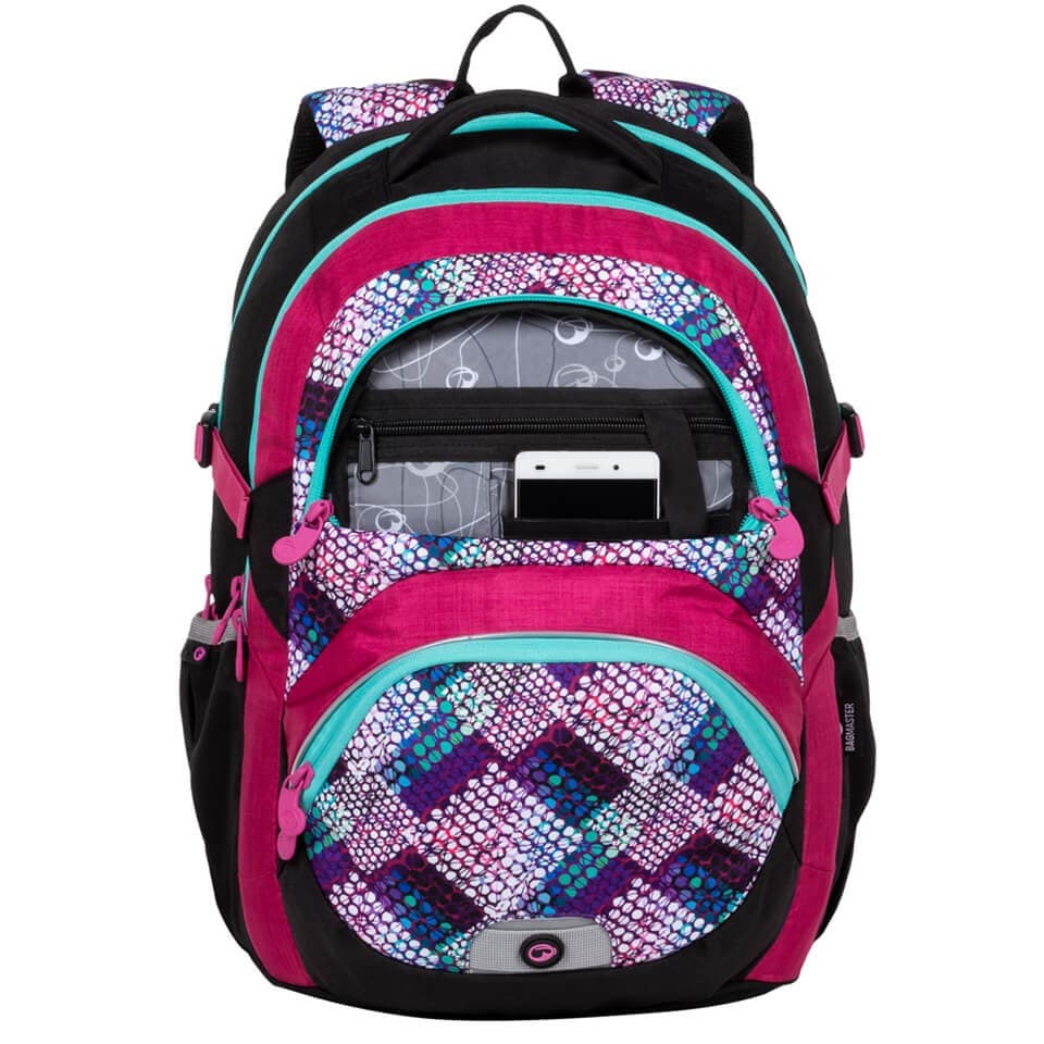 Školní batoh BAGMASTER THEORY 20 A PINK/TURQUOISE/WHITE - náhled 5