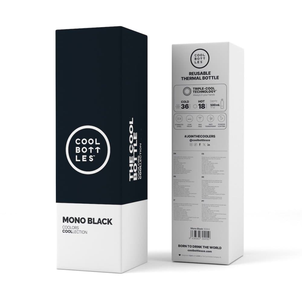 Nerezová termolahev COOL BOTTLES Mono Black třívrstvá 500ml - náhled 4