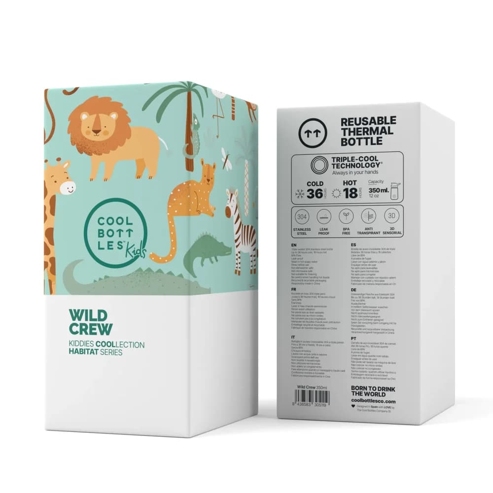 Dětská nerezová termoláhev COOL BOTTLES Kiddie Wild Crew 350 ml 3D - náhled 4