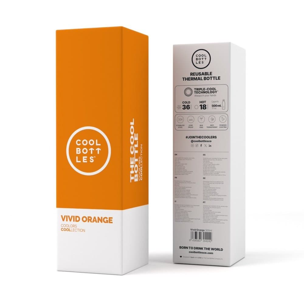Nerezová termolahev COOL BOTTLES Vivid Orange třívrstvá 500ml NEW - náhled 4
