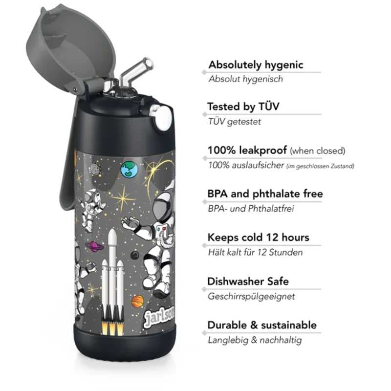 Dětská nerezová termoláhev s brčkem JARLSON CHARLI Astronaut 350 ml - náhled 3