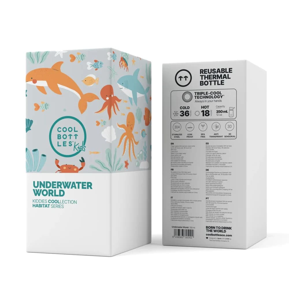 Dětská nerezová termoláhev COOL BOTTLES Kiddie Underwater World 350 ml 3D - náhled 4